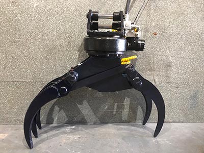 360 degree rotating hydraulic excavator grapple